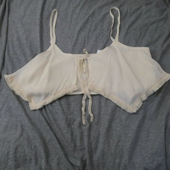 LF Run Cinta Run Cut Out Spaghetti Strap Crop Top Cream Small NWT - Picture 8 of 10